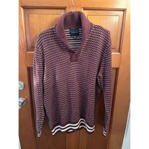 American Eagle Sweater Mens Southwestern‎ Stripe Shawl Collar Wool Blend XLT
